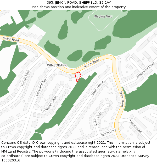 395, JENKIN ROAD, SHEFFIELD, S9 1AY: Location map and indicative extent of plot
