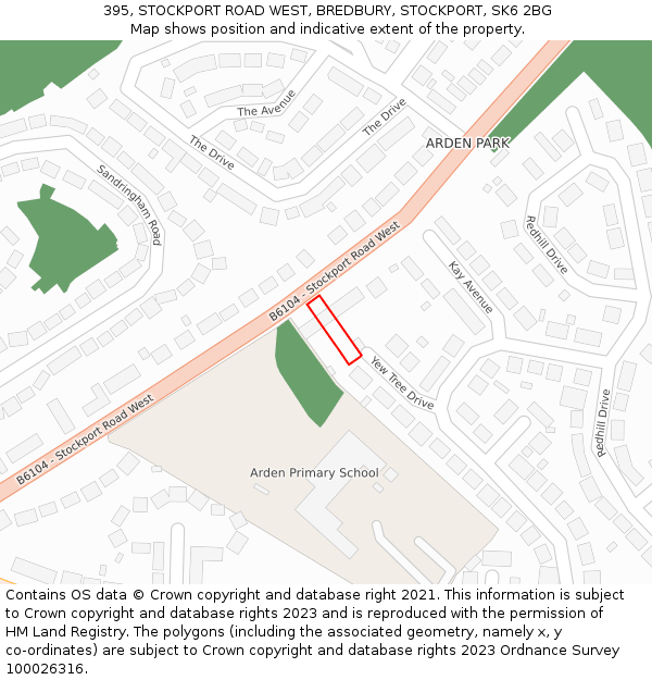 395, STOCKPORT ROAD WEST, BREDBURY, STOCKPORT, SK6 2BG: Location map and indicative extent of plot