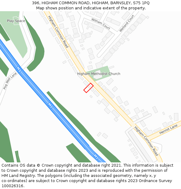 396, HIGHAM COMMON ROAD, HIGHAM, BARNSLEY, S75 1PQ: Location map and indicative extent of plot