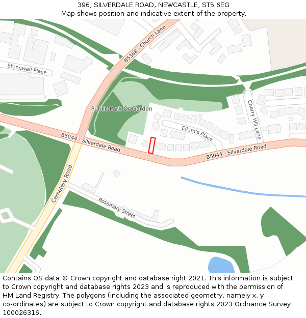 396, SILVERDALE ROAD, NEWCASTLE, ST5 6EG: Location map and indicative extent of plot