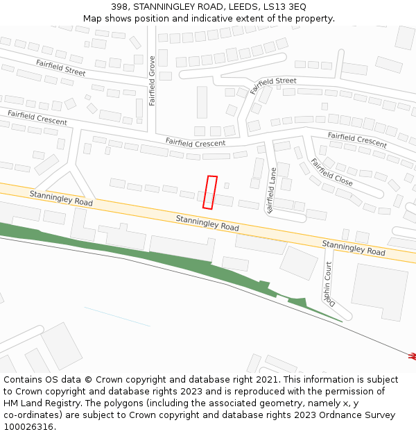 398, STANNINGLEY ROAD, LEEDS, LS13 3EQ: Location map and indicative extent of plot