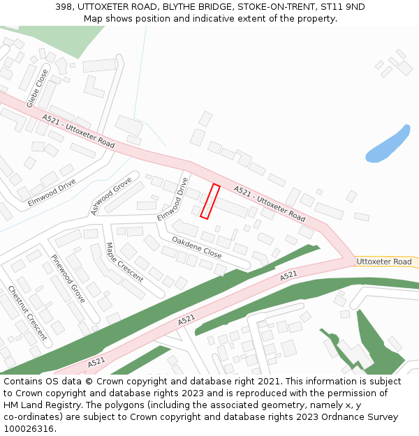 398, UTTOXETER ROAD, BLYTHE BRIDGE, STOKE-ON-TRENT, ST11 9ND: Location map and indicative extent of plot