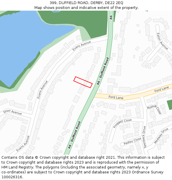 399, DUFFIELD ROAD, DERBY, DE22 2EQ: Location map and indicative extent of plot