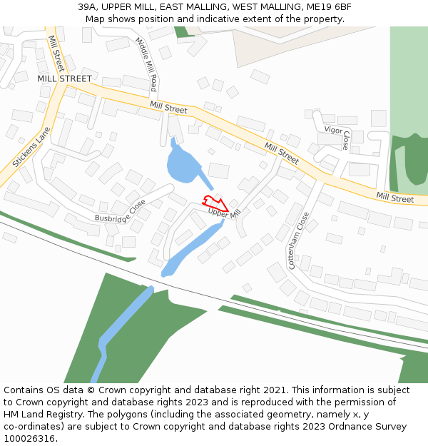 39A, UPPER MILL, EAST MALLING, WEST MALLING, ME19 6BF: Location map and indicative extent of plot