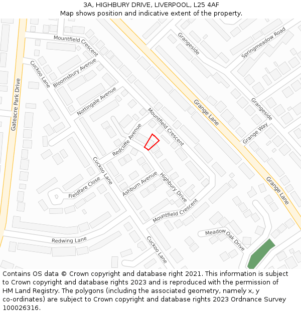 3A, HIGHBURY DRIVE, LIVERPOOL, L25 4AF: Location map and indicative extent of plot