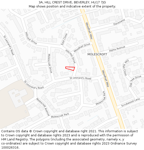 3A, HILL CREST DRIVE, BEVERLEY, HU17 7JG: Location map and indicative extent of plot