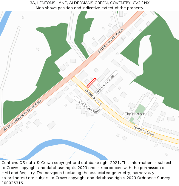 3A, LENTONS LANE, ALDERMANS GREEN, COVENTRY, CV2 1NX: Location map and indicative extent of plot