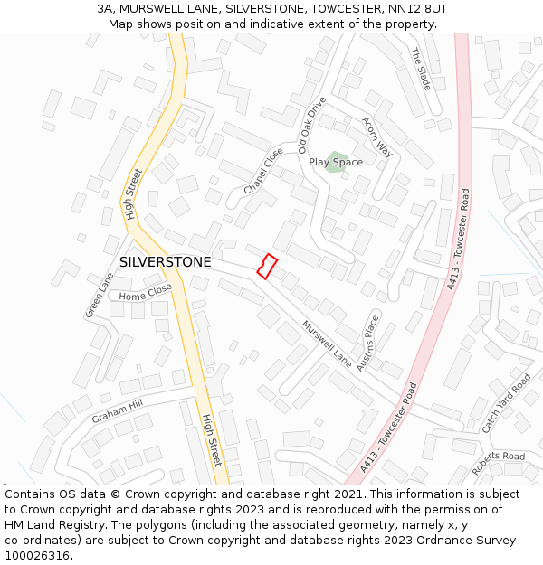 3A, MURSWELL LANE, SILVERSTONE, TOWCESTER, NN12 8UT: Location map and indicative extent of plot