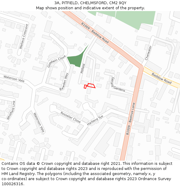 3A, PITFIELD, CHELMSFORD, CM2 9QY: Location map and indicative extent of plot