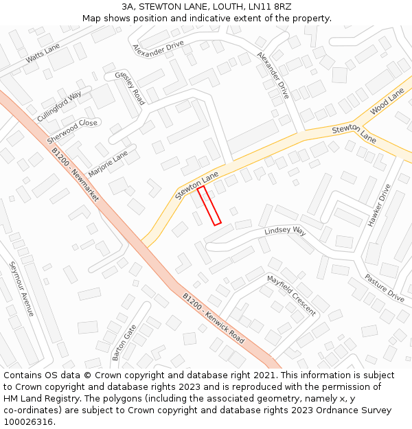 3A, STEWTON LANE, LOUTH, LN11 8RZ: Location map and indicative extent of plot