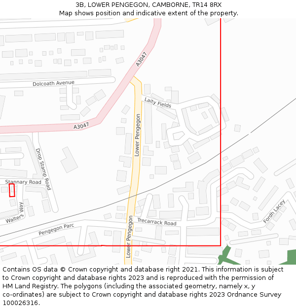 3B, LOWER PENGEGON, CAMBORNE, TR14 8RX: Location map and indicative extent of plot