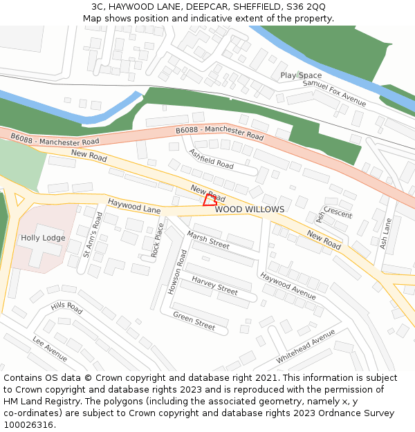 3C, HAYWOOD LANE, DEEPCAR, SHEFFIELD, S36 2QQ: Location map and indicative extent of plot