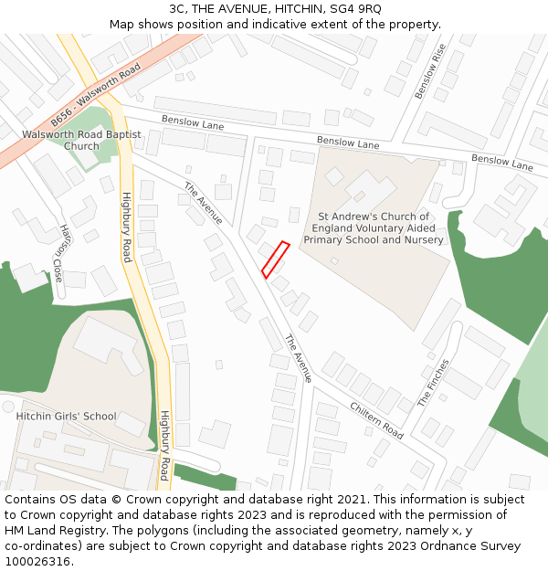 3C, THE AVENUE, HITCHIN, SG4 9RQ: Location map and indicative extent of plot