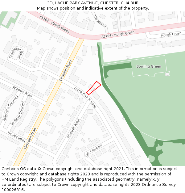3D, LACHE PARK AVENUE, CHESTER, CH4 8HR: Location map and indicative extent of plot