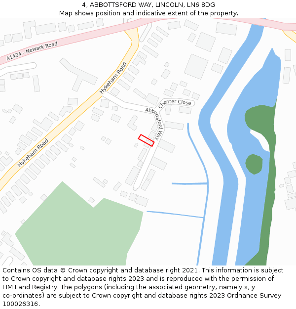 4, ABBOTTSFORD WAY, LINCOLN, LN6 8DG: Location map and indicative extent of plot