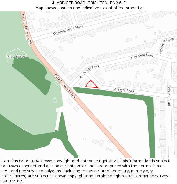 4, ABINGER ROAD, BRIGHTON, BN2 6LF: Location map and indicative extent of plot