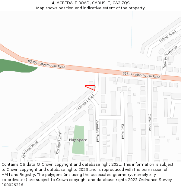 4, ACREDALE ROAD, CARLISLE, CA2 7QS: Location map and indicative extent of plot