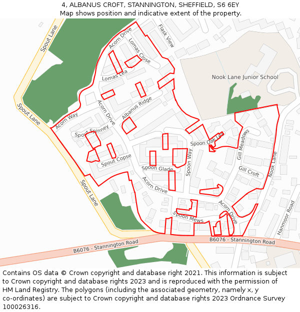4, ALBANUS CROFT, STANNINGTON, SHEFFIELD, S6 6EY: Location map and indicative extent of plot