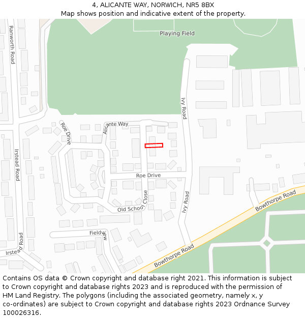 4, ALICANTE WAY, NORWICH, NR5 8BX: Location map and indicative extent of plot