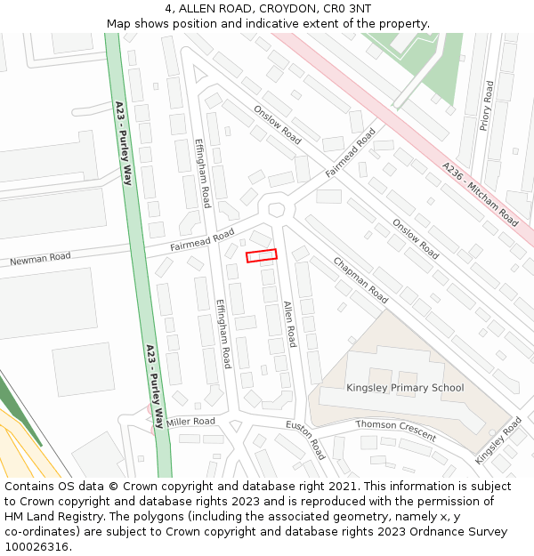 4, ALLEN ROAD, CROYDON, CR0 3NT: Location map and indicative extent of plot