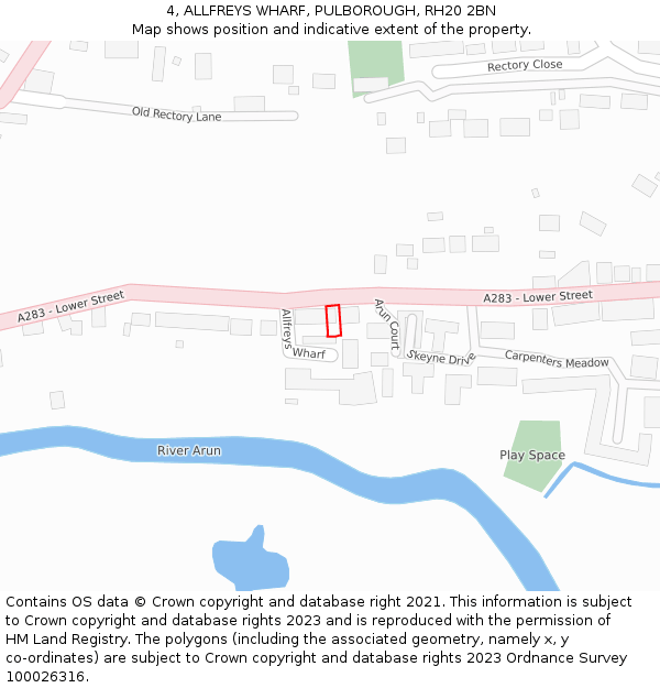 4, ALLFREYS WHARF, PULBOROUGH, RH20 2BN: Location map and indicative extent of plot