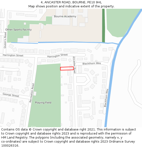 4, ANCASTER ROAD, BOURNE, PE10 9HL: Location map and indicative extent of plot