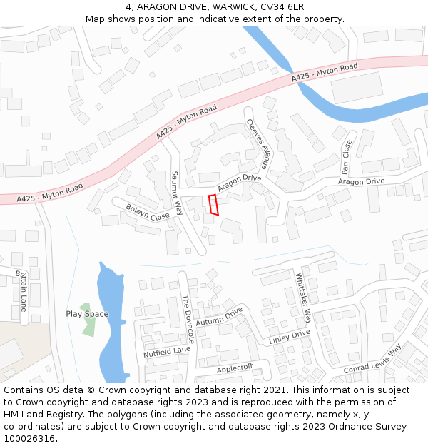 4, ARAGON DRIVE, WARWICK, CV34 6LR: Location map and indicative extent of plot