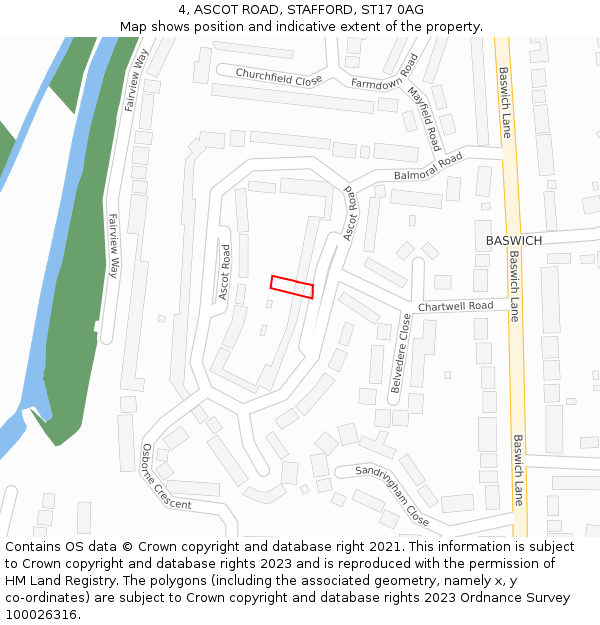 4, ASCOT ROAD, STAFFORD, ST17 0AG: Location map and indicative extent of plot