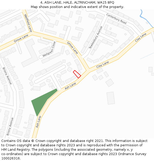 4, ASH LANE, HALE, ALTRINCHAM, WA15 8PQ: Location map and indicative extent of plot