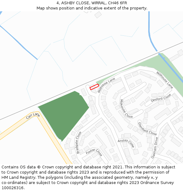 4, ASHBY CLOSE, WIRRAL, CH46 6FR: Location map and indicative extent of plot