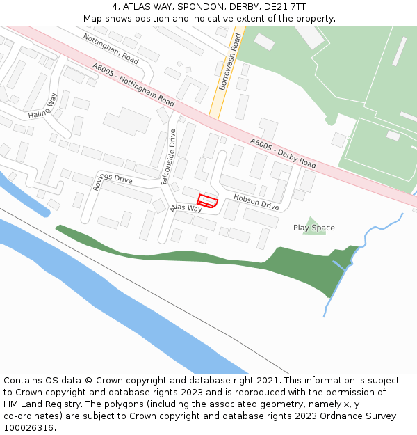 4, ATLAS WAY, SPONDON, DERBY, DE21 7TT: Location map and indicative extent of plot
