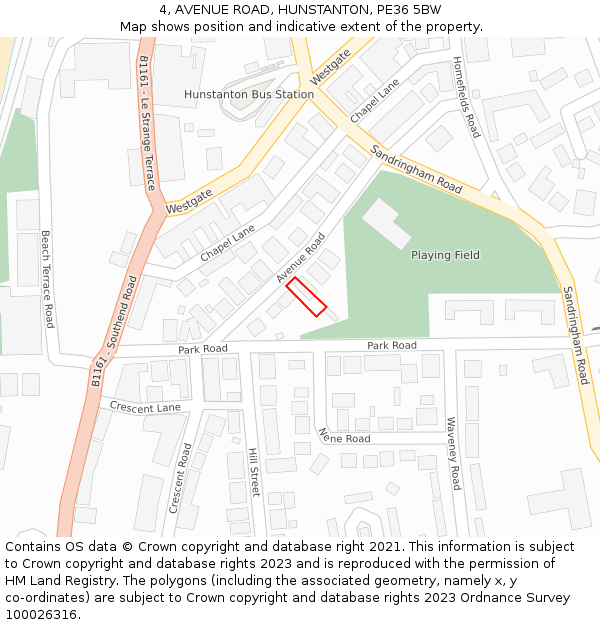 4, AVENUE ROAD, HUNSTANTON, PE36 5BW: Location map and indicative extent of plot