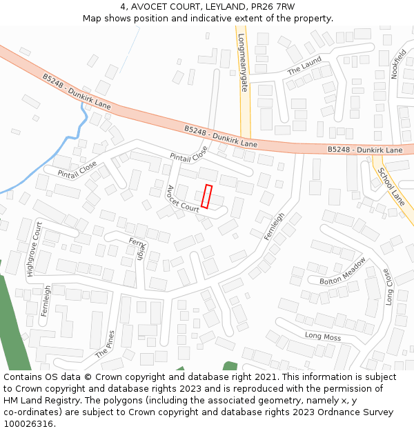 4, AVOCET COURT, LEYLAND, PR26 7RW: Location map and indicative extent of plot