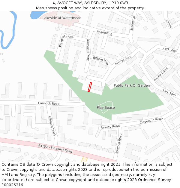 4, AVOCET WAY, AYLESBURY, HP19 0WR: Location map and indicative extent of plot