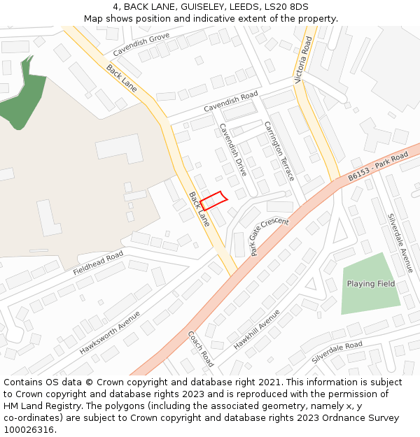 4, BACK LANE, GUISELEY, LEEDS, LS20 8DS: Location map and indicative extent of plot