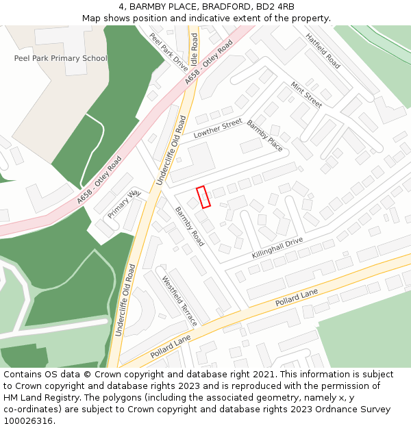 4, BARMBY PLACE, BRADFORD, BD2 4RB: Location map and indicative extent of plot