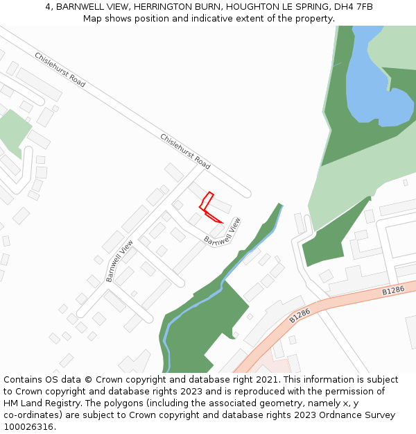 4, BARNWELL VIEW, HERRINGTON BURN, HOUGHTON LE SPRING, DH4 7FB: Location map and indicative extent of plot