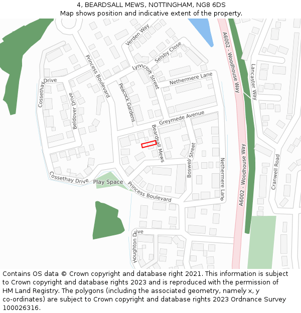 4, BEARDSALL MEWS, NOTTINGHAM, NG8 6DS: Location map and indicative extent of plot