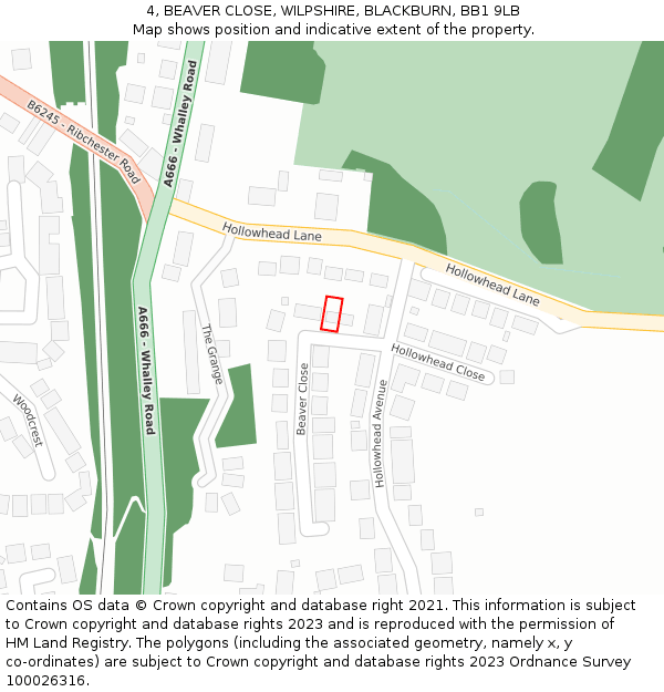 4, BEAVER CLOSE, WILPSHIRE, BLACKBURN, BB1 9LB: Location map and indicative extent of plot