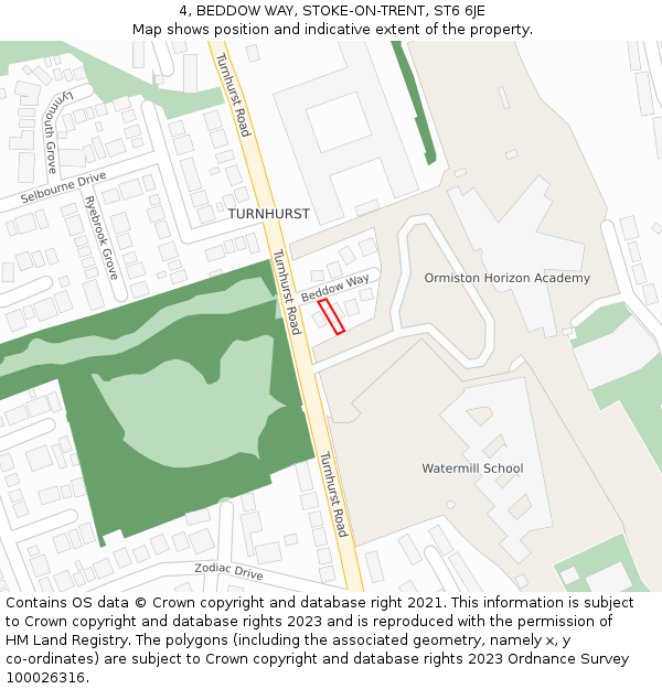 4, BEDDOW WAY, STOKE-ON-TRENT, ST6 6JE: Location map and indicative extent of plot