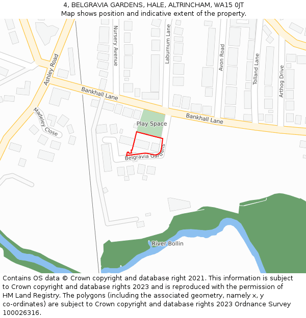 4, BELGRAVIA GARDENS, HALE, ALTRINCHAM, WA15 0JT: Location map and indicative extent of plot