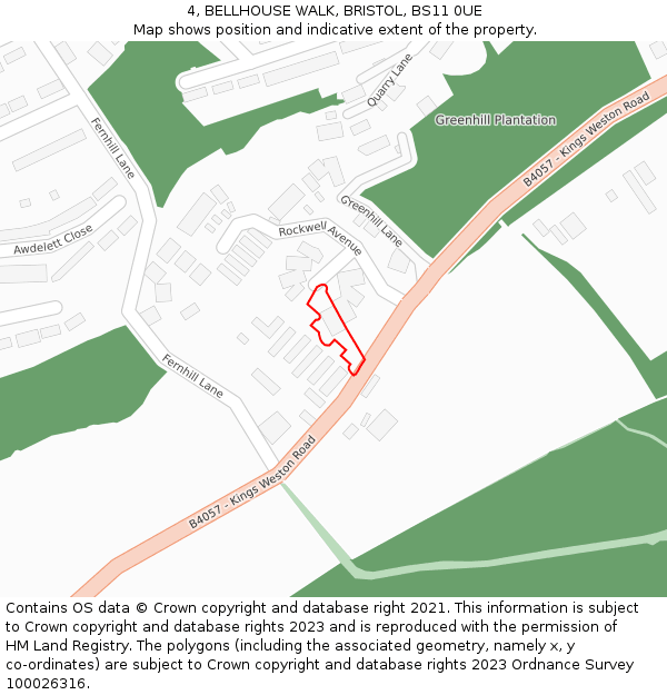 4, BELLHOUSE WALK, BRISTOL, BS11 0UE: Location map and indicative extent of plot