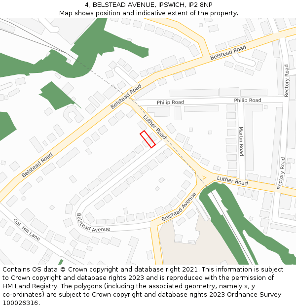 4, BELSTEAD AVENUE, IPSWICH, IP2 8NP: Location map and indicative extent of plot