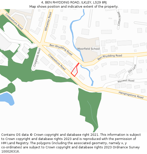 4, BEN RHYDDING ROAD, ILKLEY, LS29 8RJ: Location map and indicative extent of plot