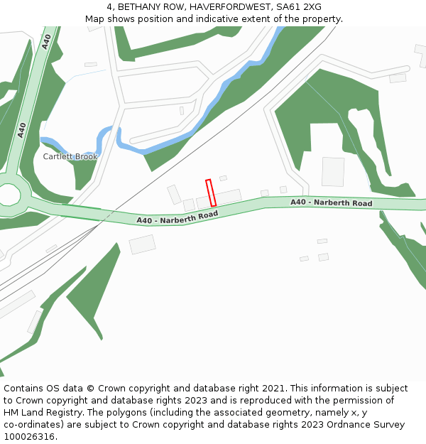 4, BETHANY ROW, HAVERFORDWEST, SA61 2XG: Location map and indicative extent of plot