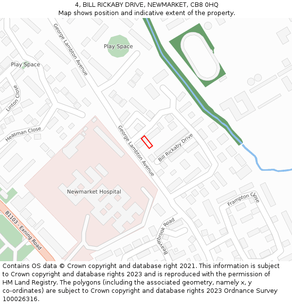 4, BILL RICKABY DRIVE, NEWMARKET, CB8 0HQ: Location map and indicative extent of plot