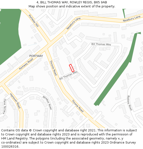 4, BILL THOMAS WAY, ROWLEY REGIS, B65 9AB: Location map and indicative extent of plot