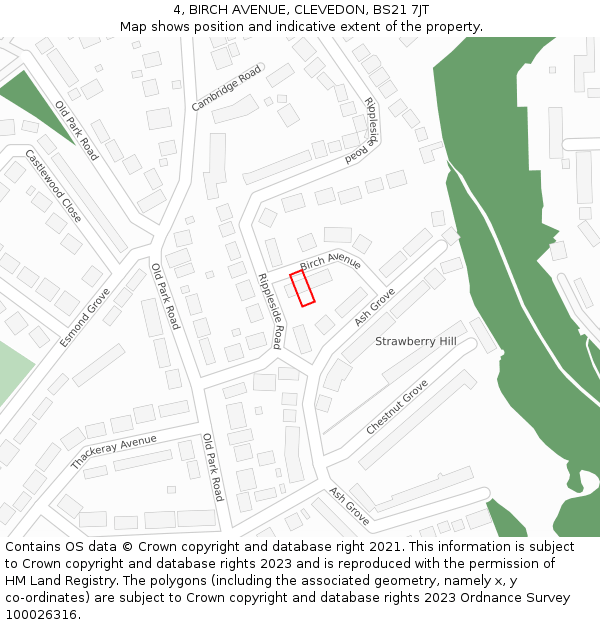 4, BIRCH AVENUE, CLEVEDON, BS21 7JT: Location map and indicative extent of plot