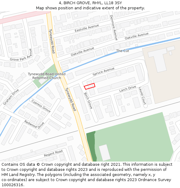 4, BIRCH GROVE, RHYL, LL18 3SY: Location map and indicative extent of plot