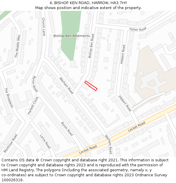 4, BISHOP KEN ROAD, HARROW, HA3 7HY: Location map and indicative extent of plot